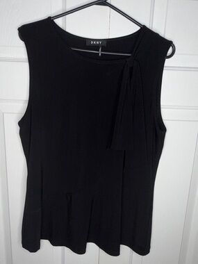 DKNY Black Sleeveless Tie-Neck Dress